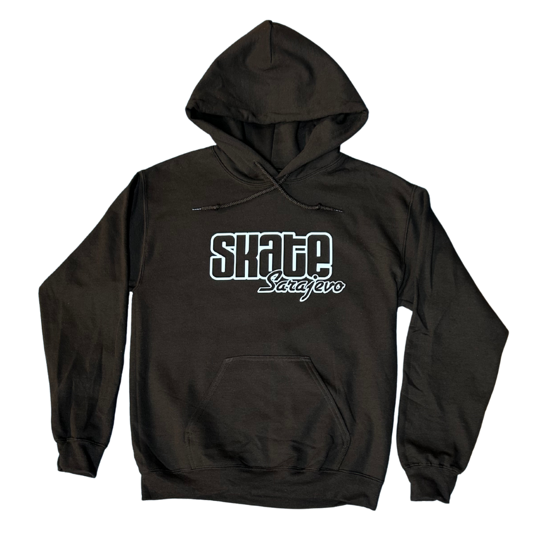 Skate Sarajevo Outline Logo Hoodie - Dark Chocolate