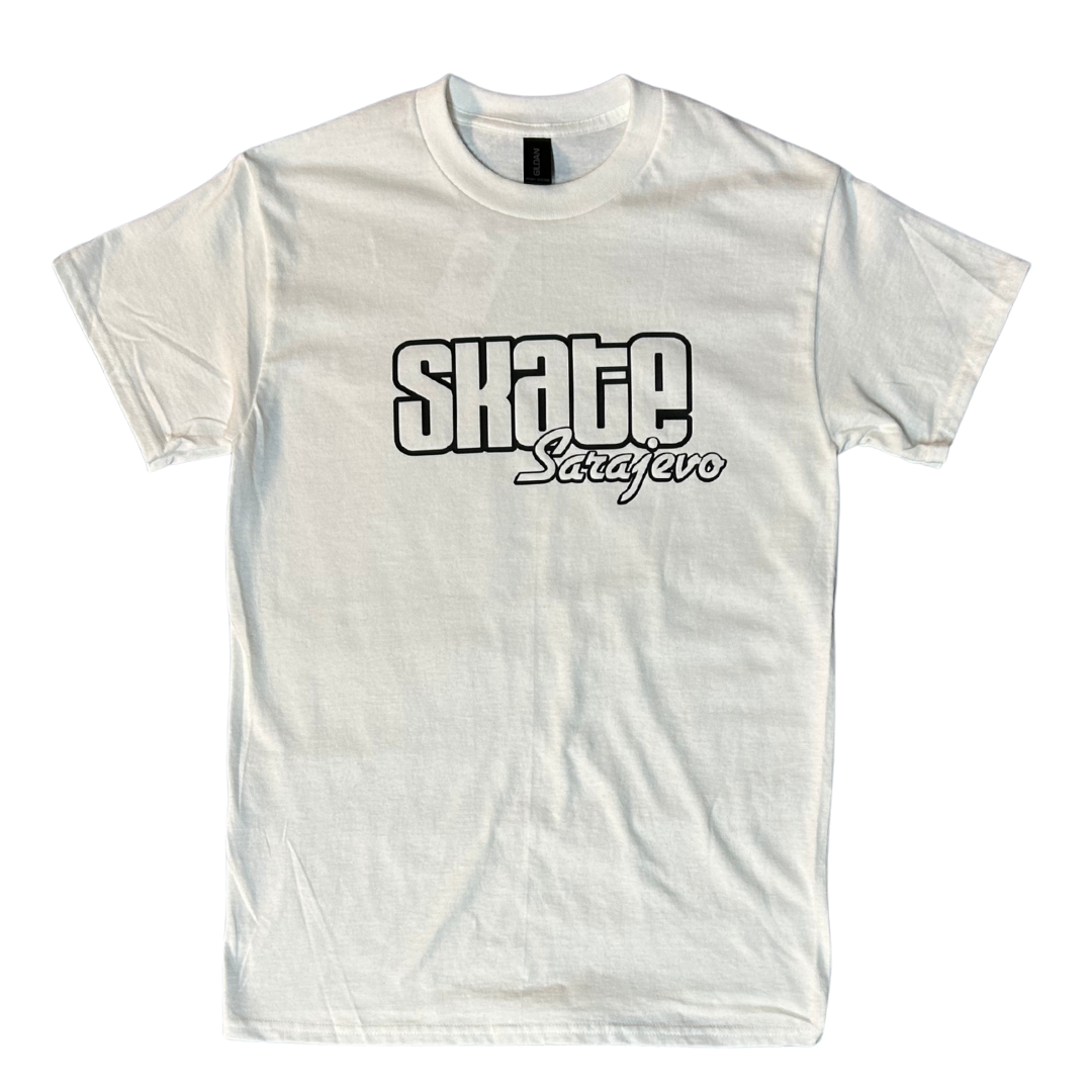 Skate Sarajevo Outline Logo - White