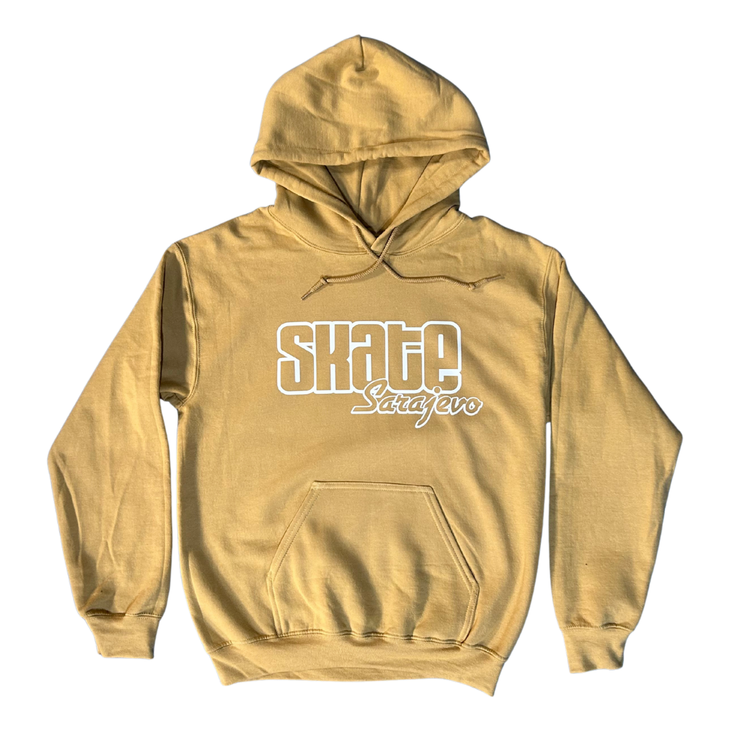 Skate Sarajevo Outline Logo Hoodie - Old Gold/White