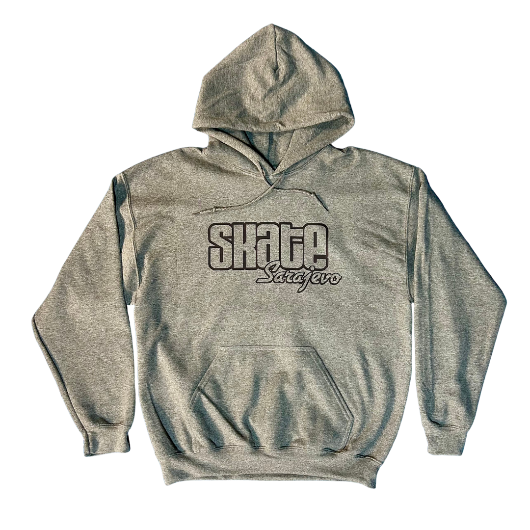 Skate Sarajevo Outline Logo Hoodie - Heather Grey/Black