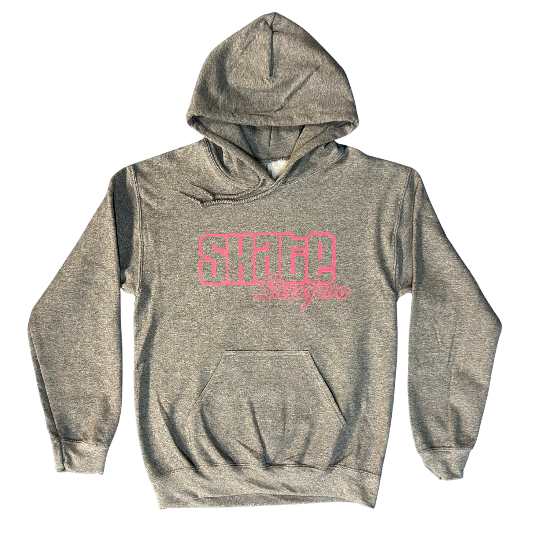 Skate Sarajevo Outline Logo Hoodie - Heather Grey/Pink