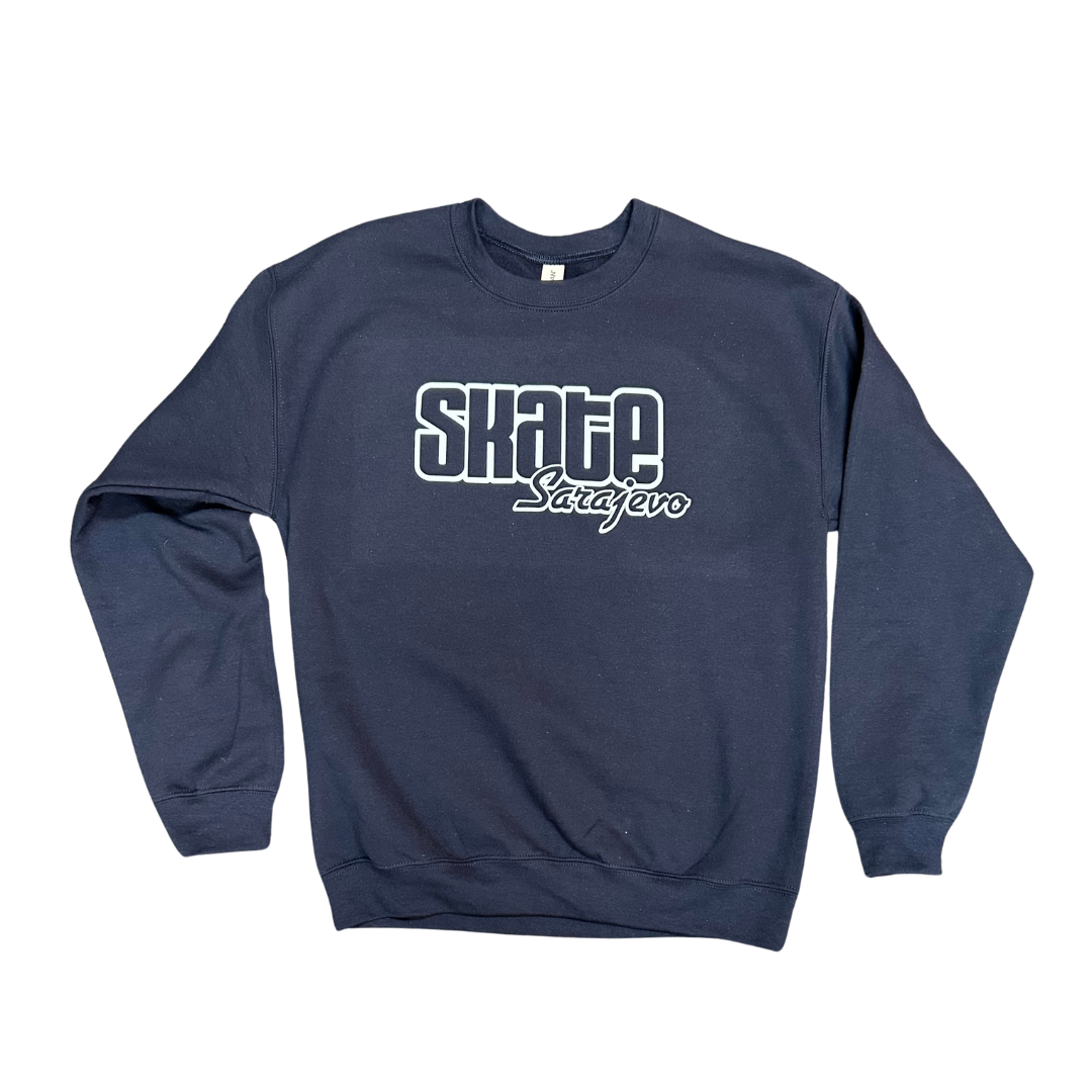 Skate Sarajevo Outline Logo Crewneck - Navy